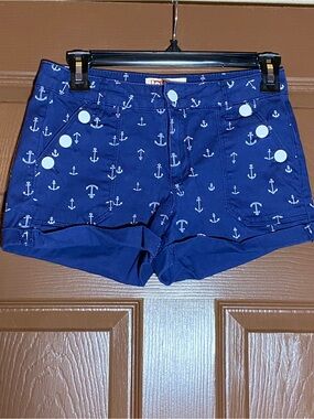 LEI Tatum High Rise Nautical Anchor Shorts Size 3